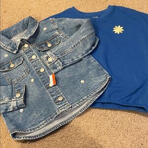 NWT Cat & Jack Blue Daisy Jean Jacket + Daisy top, 5t